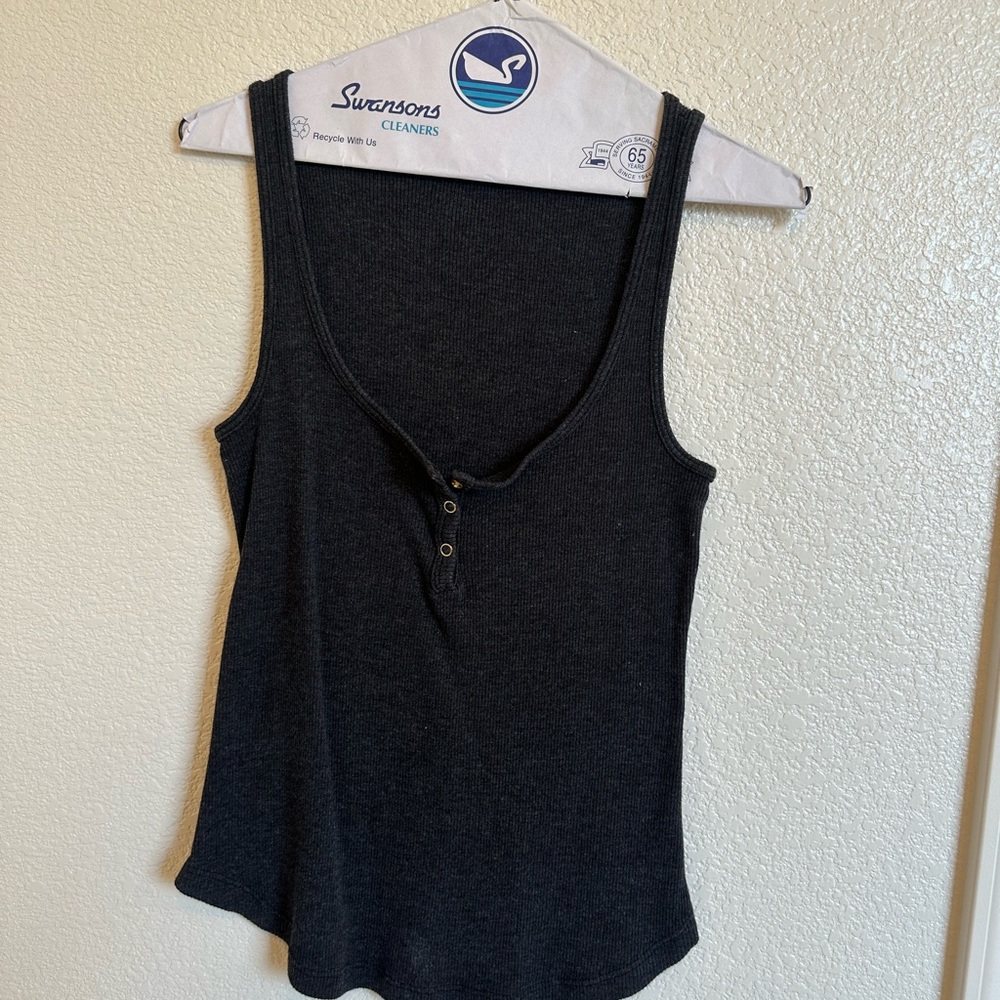 T.La Charcoal Tank Top with Button Accents